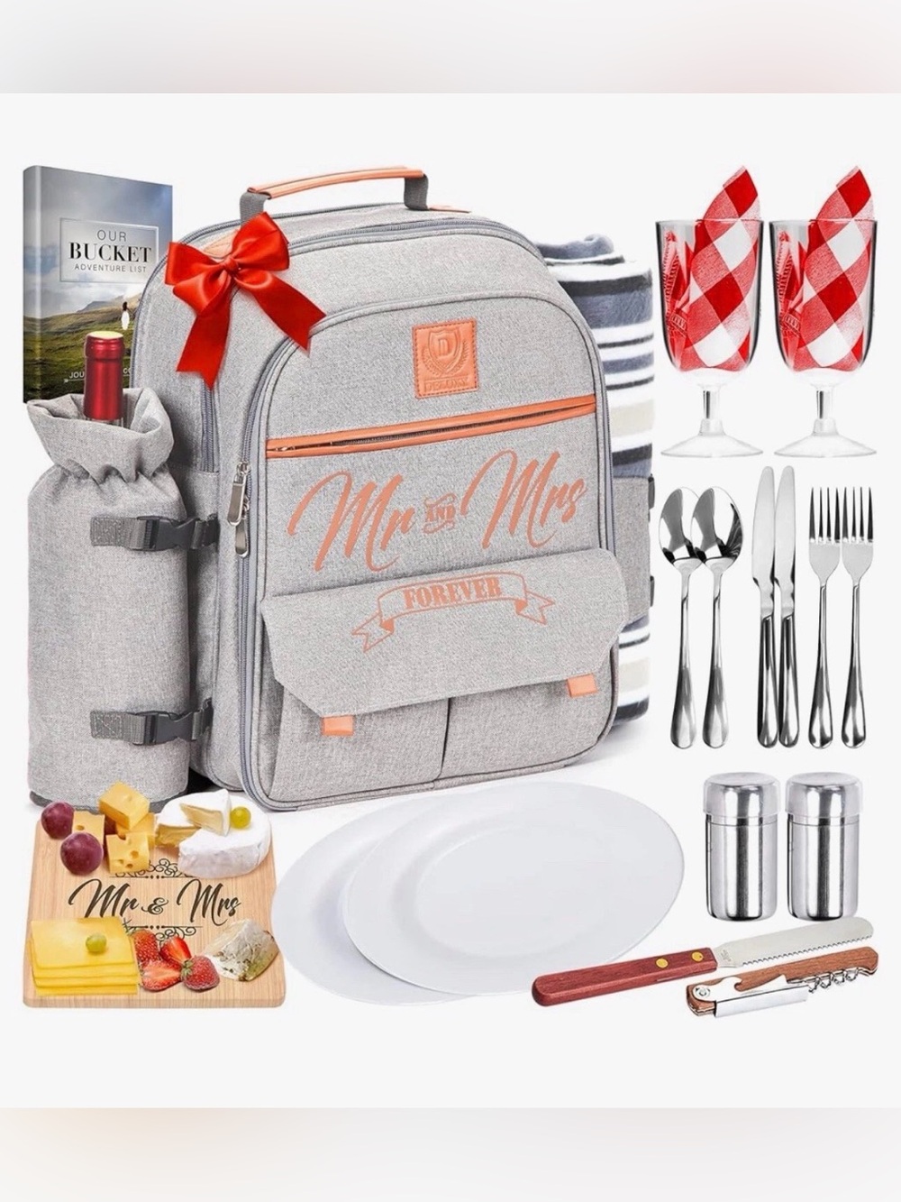 Deluxy gray insulated picnic backpack for 2 (New without tag)